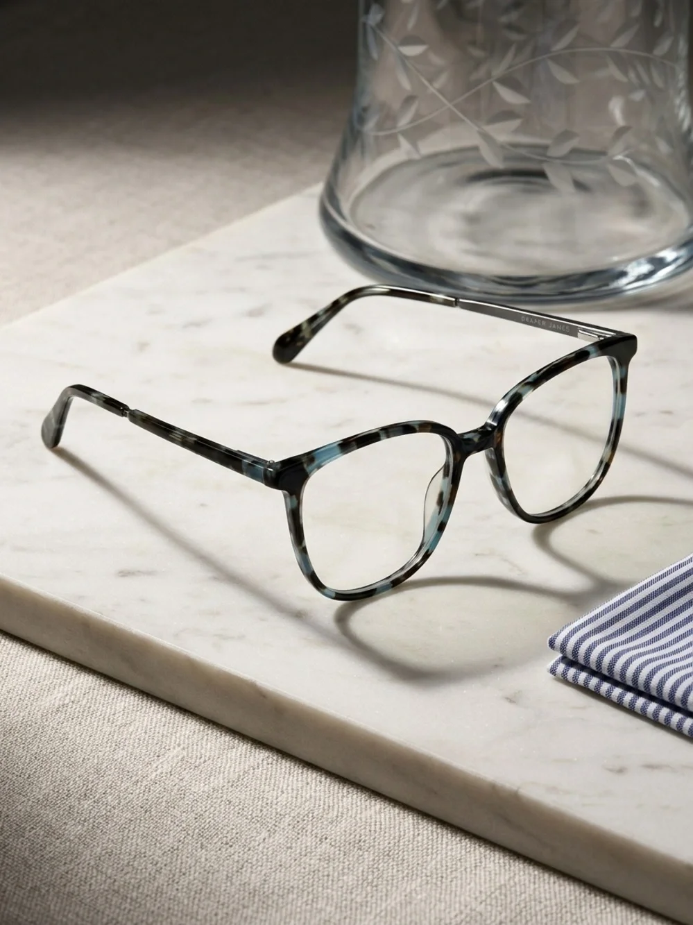 Draper James DJ5017 Blue Tortoise Eyeglass Frames Excellent Condition